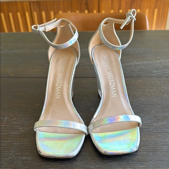 Stuart Weitzman Silver Wedge Sandals - Picture 2 of 7